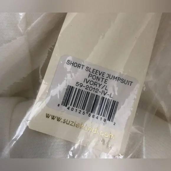 Suzie Kondi Short Sleeve Jumpsuit Ponte Flare Leg Ivory L - Picture 5 of 6